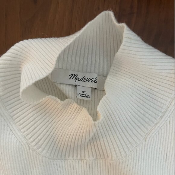 Madewell Wide Rib Mockneck Sweater Tank cream XL - Picture 3 of 5